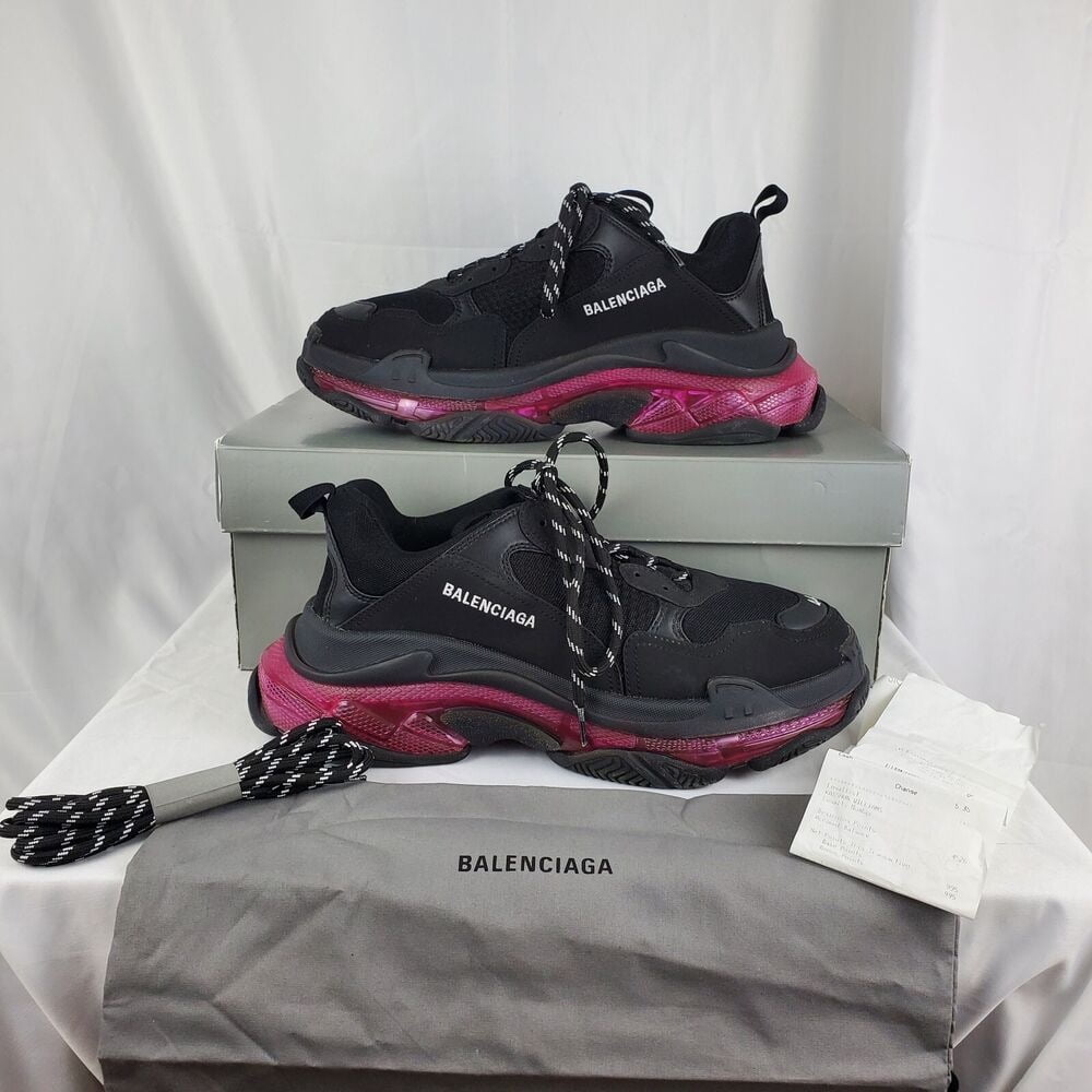 Balenciaga Triple S Sneaker Black And Neon Pink