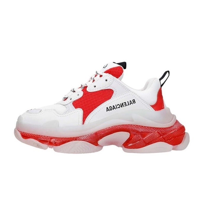 Balenciaga Triple S Sneakers In White Red Leather