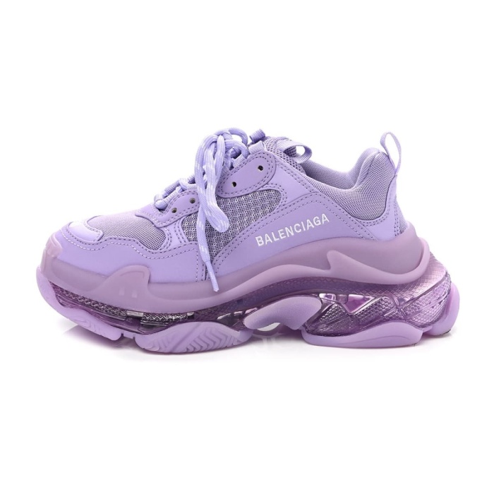 Balenciaga Lilac Purple Triple S Clear Sole Chunky Sneakers