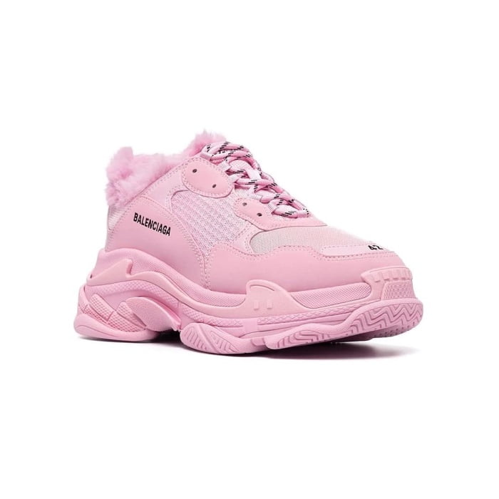 Balenciaga Triple S Faux Fur Sneaker Pink