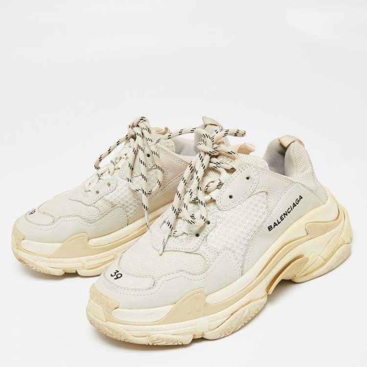 Balenciaga Triple S Sneakers Beige White For Sale - Perfect Shoes