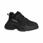 Balenciaga Triple S Faux Fur Sneaker Black