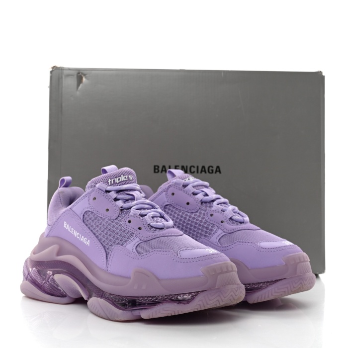 Balenciaga Lilac Purple Triple S Clear Sole Chunky Sneakers