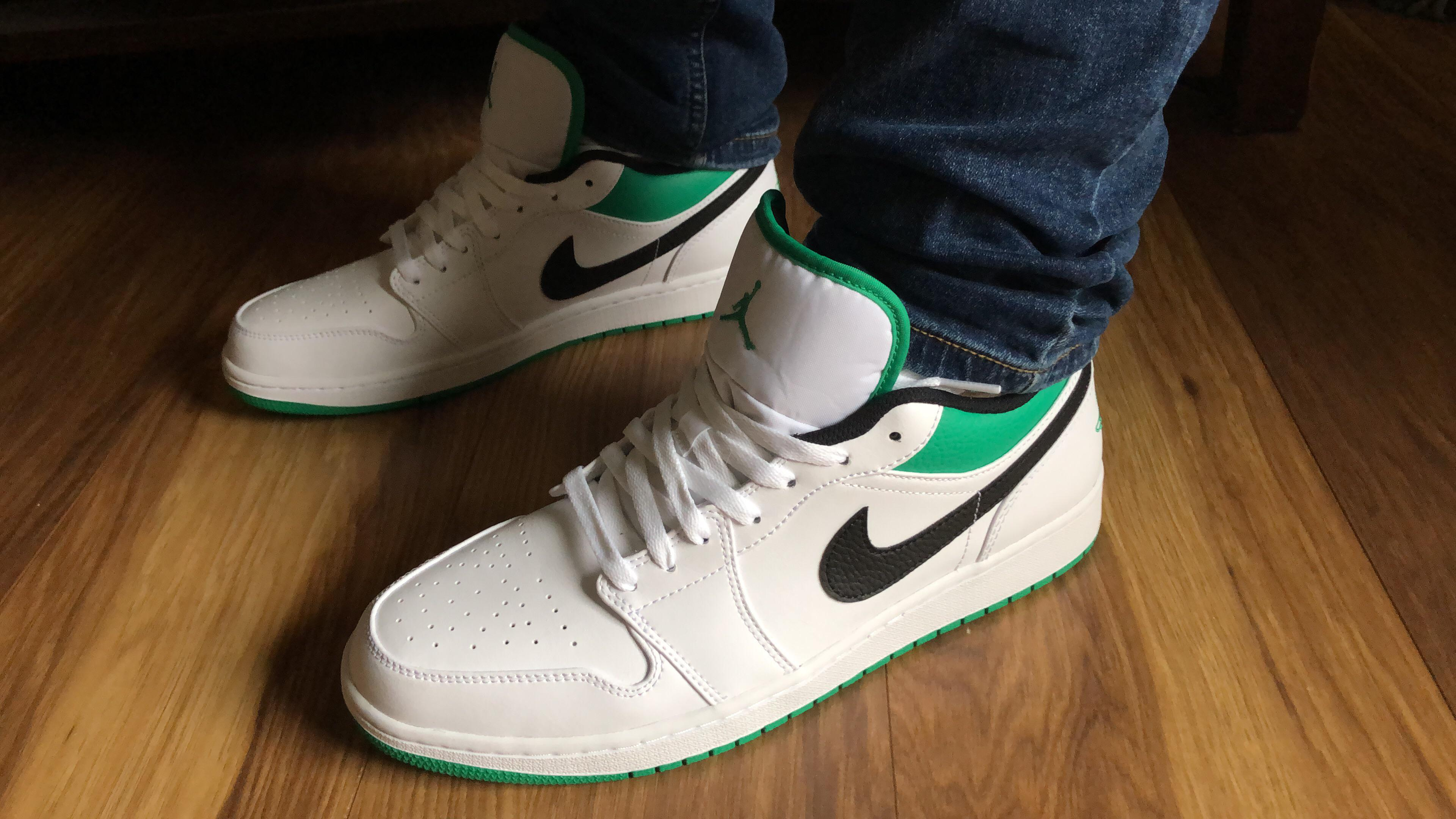 Nike Air Jordan 1 Low White and Lucky Green