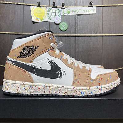 [Authorize✅]Nike Air Jordan 1 Mid SE Brushstroke Paint Splatter for sale photo review