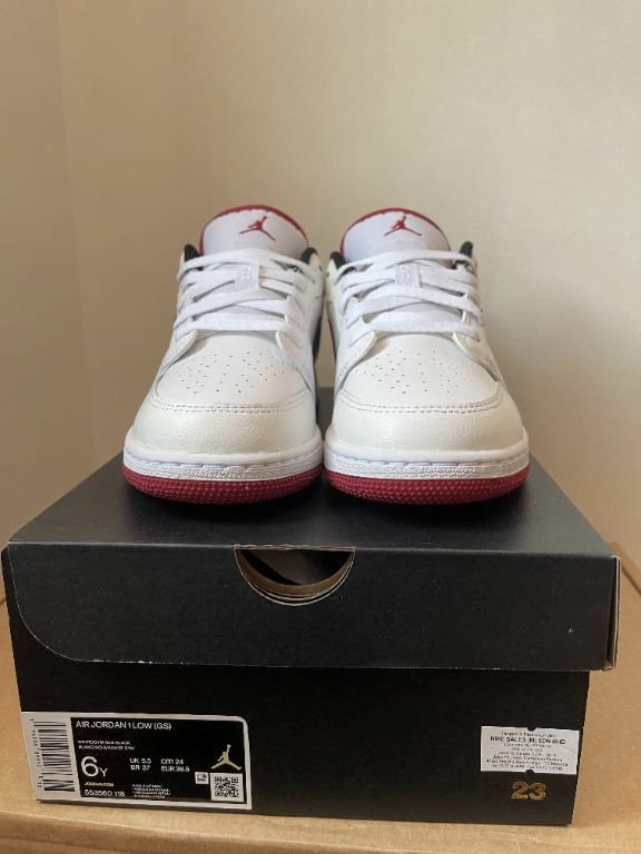 [Authorize✅]Nike Air Jordan 1 Low GS White and Gym Red for sale photo review